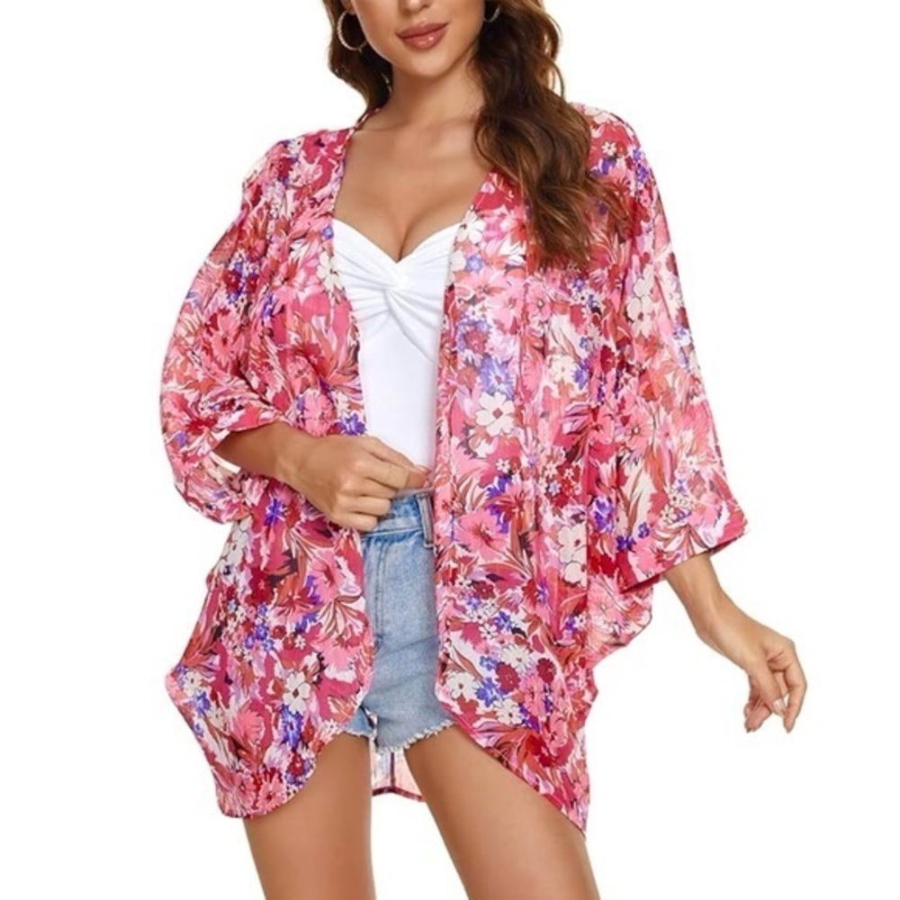 Floral Kimono Cardigan Beach Cover-Up!